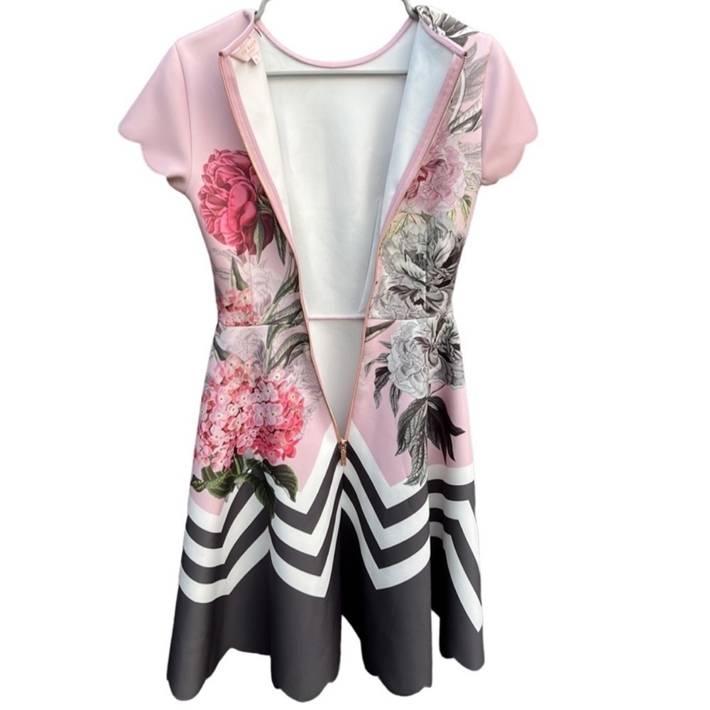EUC Ted Baker Haiilie Floral Skater Fit & Flare
Dress Scallop Hem Size 0 - Picture 9 of 11